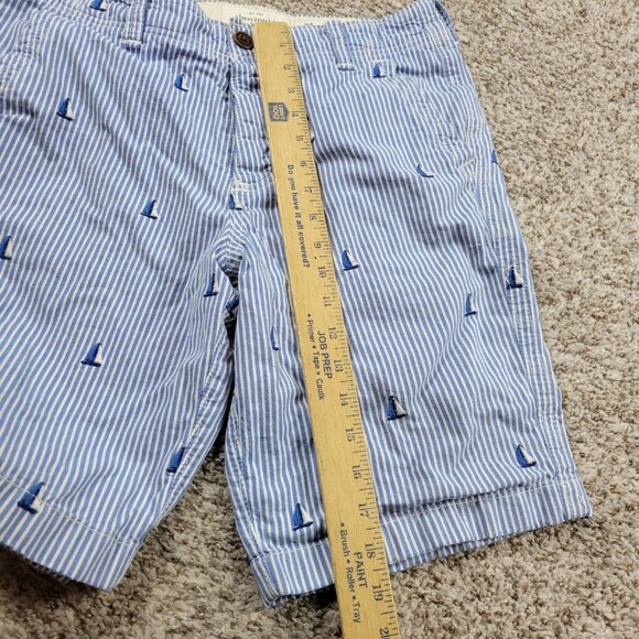 Abercrombie & Fitch Shorts Mens 31 Blue Stripe Sail Boat Chino Preppy Button Fly - Picture 4 of 7